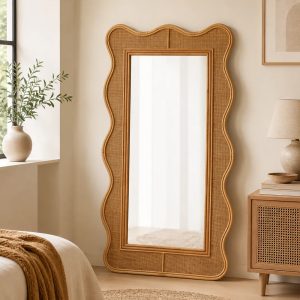 Onda Wavy Rattan Mirror
