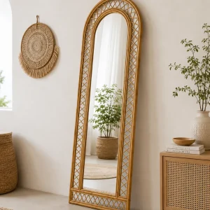 Alhambra Arched Rattan Floor Mirror