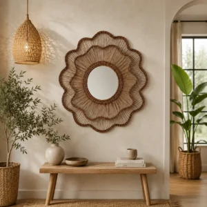 Marbella Scalloped Wicker Mirror